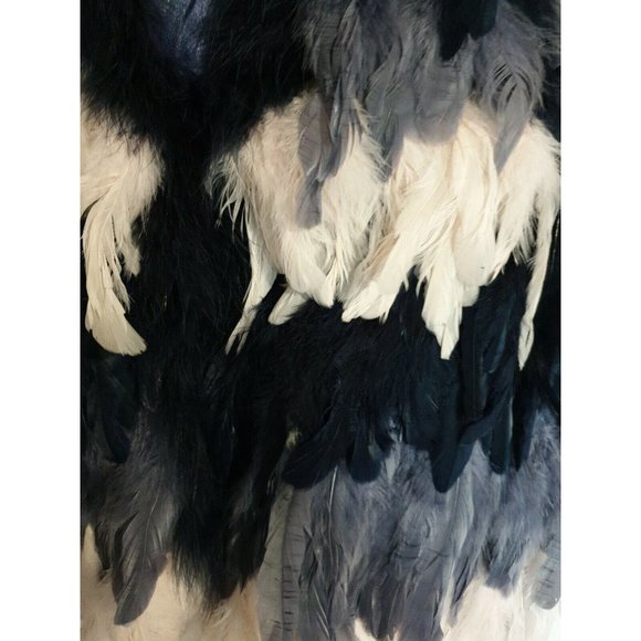 💋STUNNINGLY BEAUTIFUL💋 OMBRE BLUE & CREAM FEATHER FUR WAISTCOAT - Picture 7 of 15